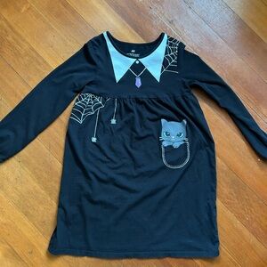 H&M Black Dress with Cat and Web Design